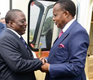 Le président Joseph Kabila et son homologue Denis Sassou Nguesso à Kinshasa. PRESSE PRESIDENTIELLE.